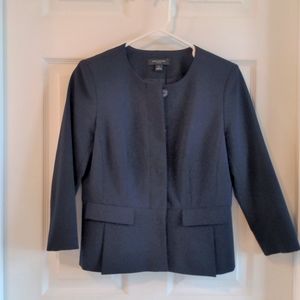 Ann Taylor Navy Blue Tropical Wool Blazer - 3/4 Sleeve